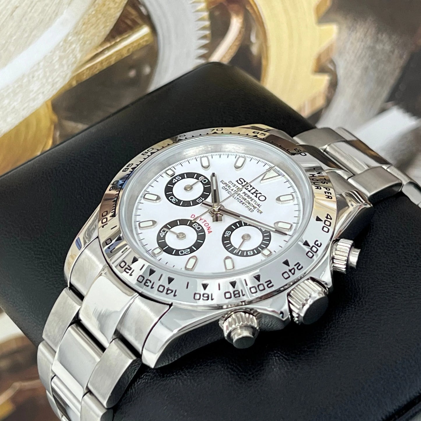 Seiko Daytona Mod ‘Silver Steel Bezel-Panda Dial’ 40
