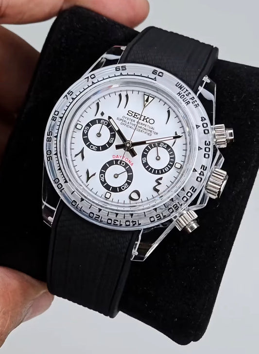 Seiko Daytona Mod ‘Acrylic Arabic Panda Dial’ 40