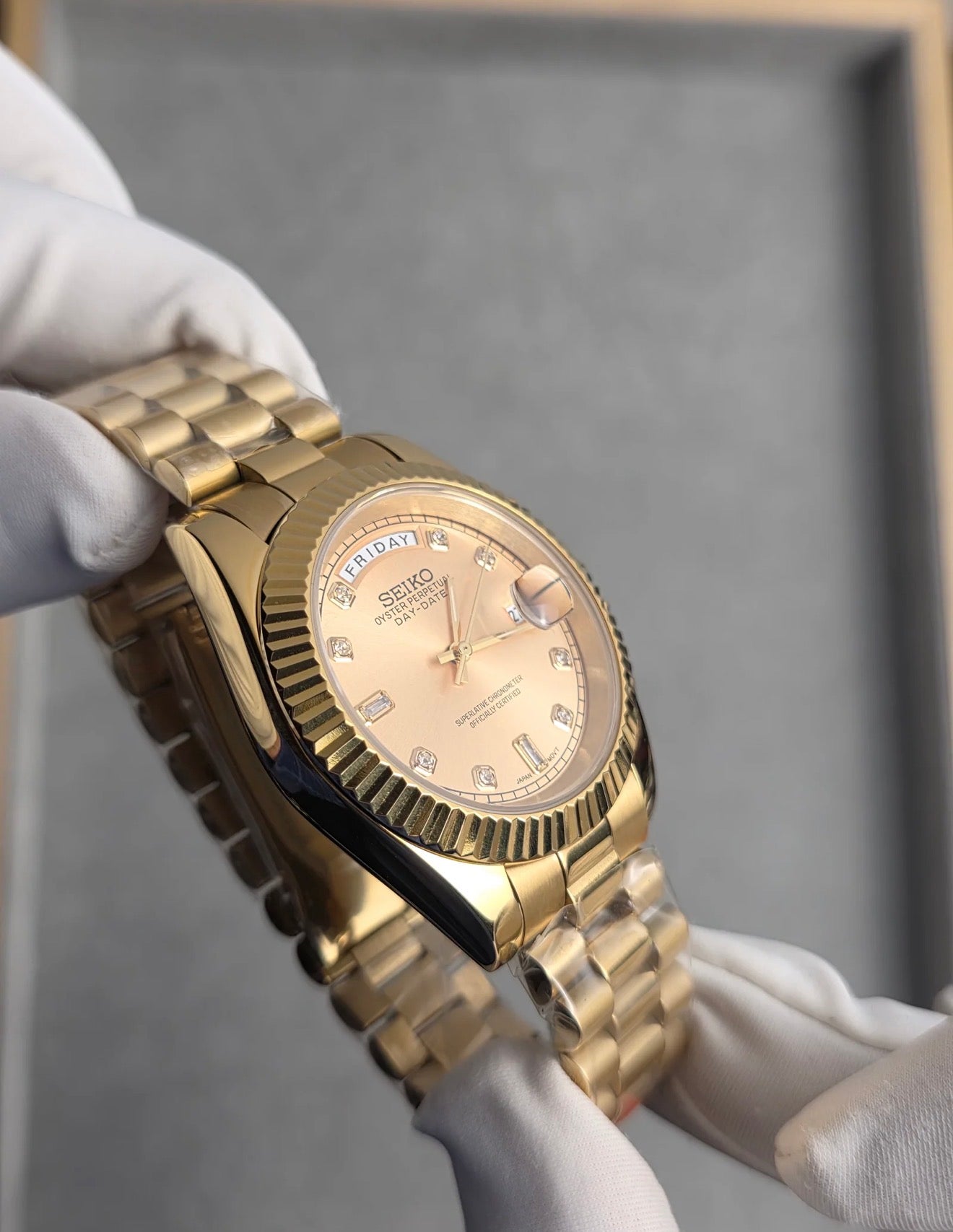 Seiko Day-date ‘Diamond Gold Sunburst Dial’ 39