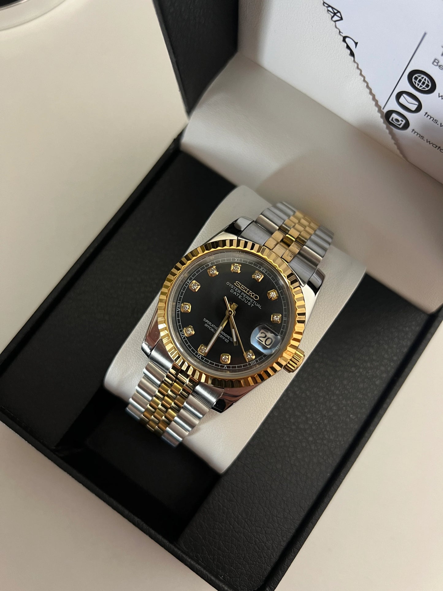 Seiko Datejust mod ‘Two-tone Black Diamond Dial’ 36/39