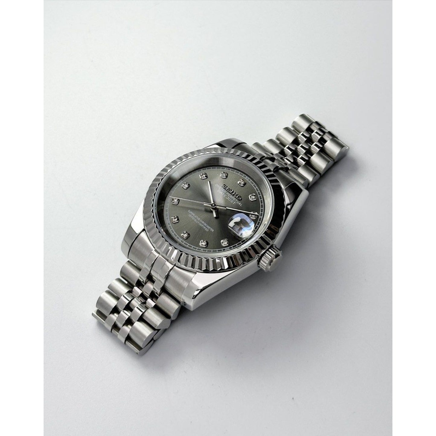 Seiko Datejust Mod ‘Rhodium Dial’ w/Diamonds 36/39