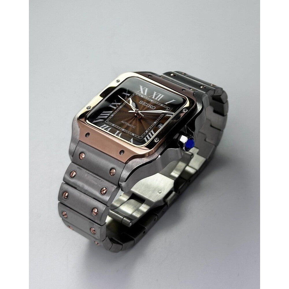 Seiko Santos Mod ‘Brown Guilloché Dial/Rose Gold-Two tone’ 39