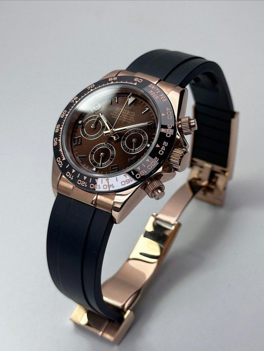 Seiko Daytona Mod ‘Rose Gold Chocolate’ Oyster-flex 40