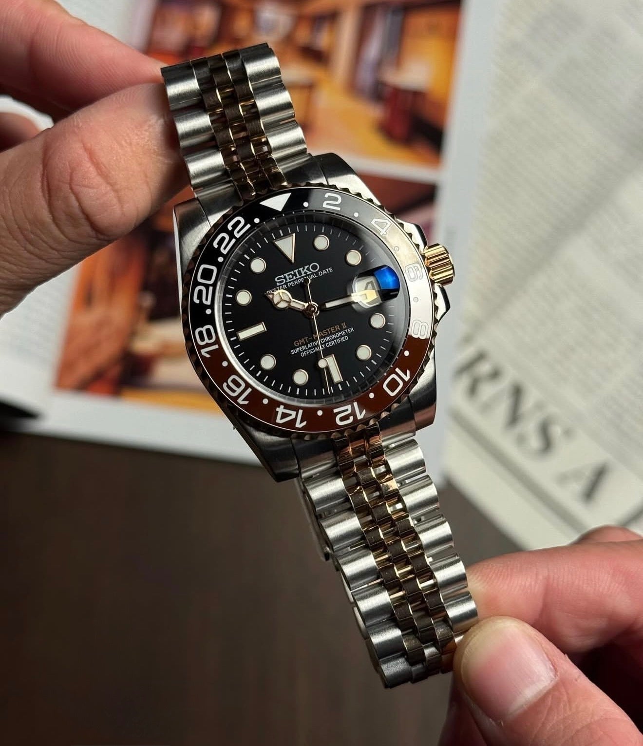 Seiko GMT-Master II Mod Rose Gold Two- Tone ‘Coke’ 40