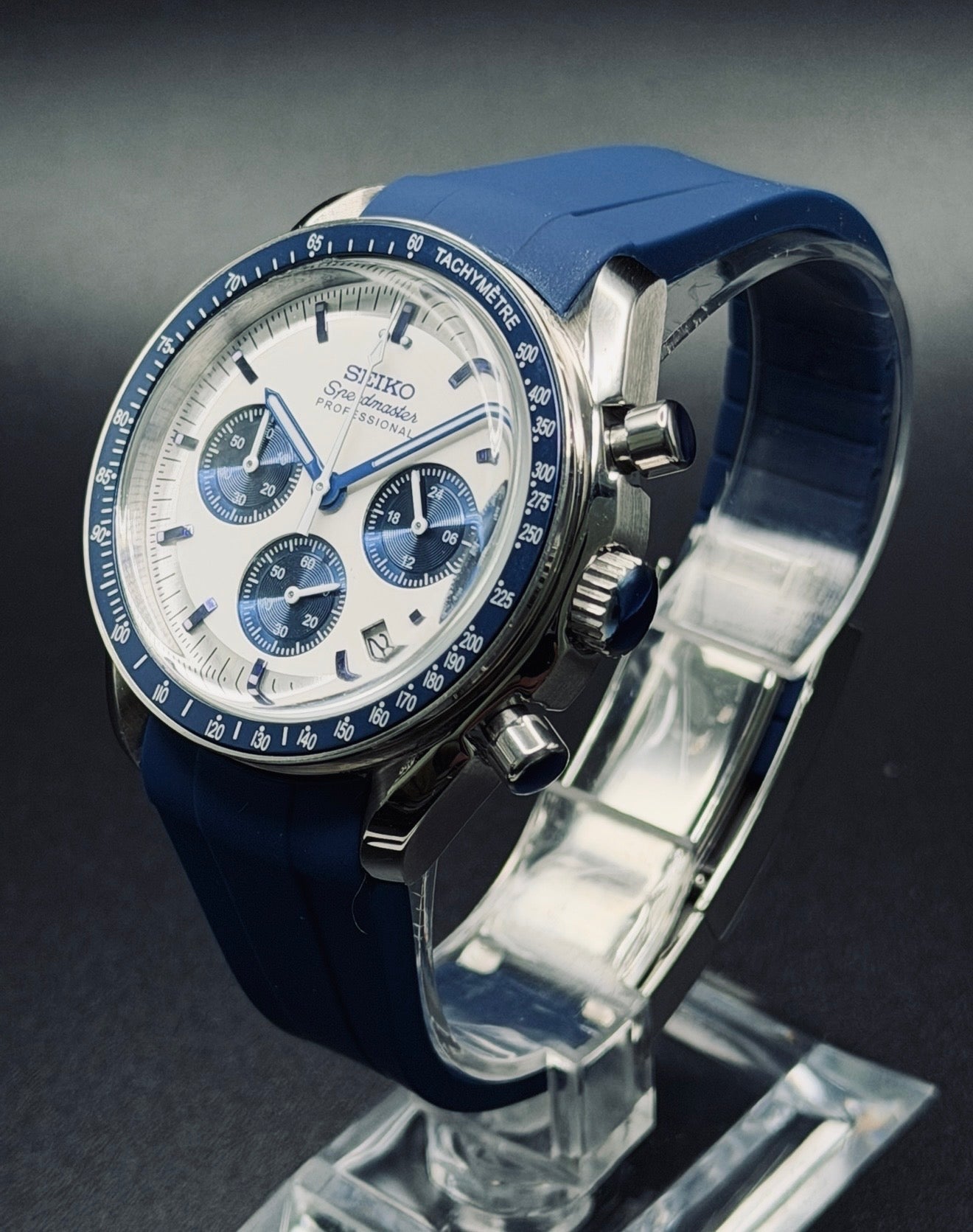 Seiko Speedmaster Mod ‘Snoopy’ Blue Rubber Strap 40