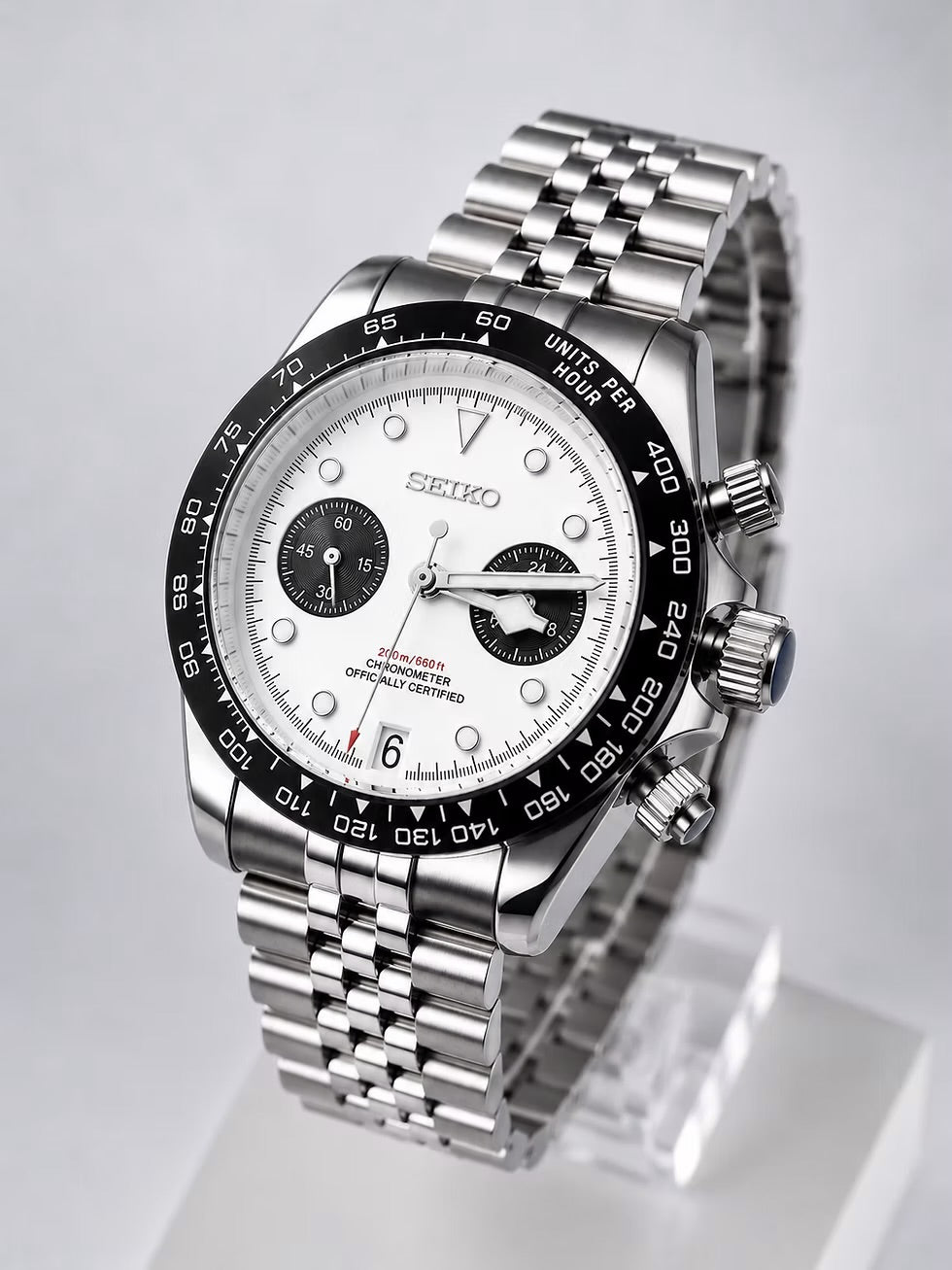 Seiko Black Bay Chronograph Mod Panda White Dial 40