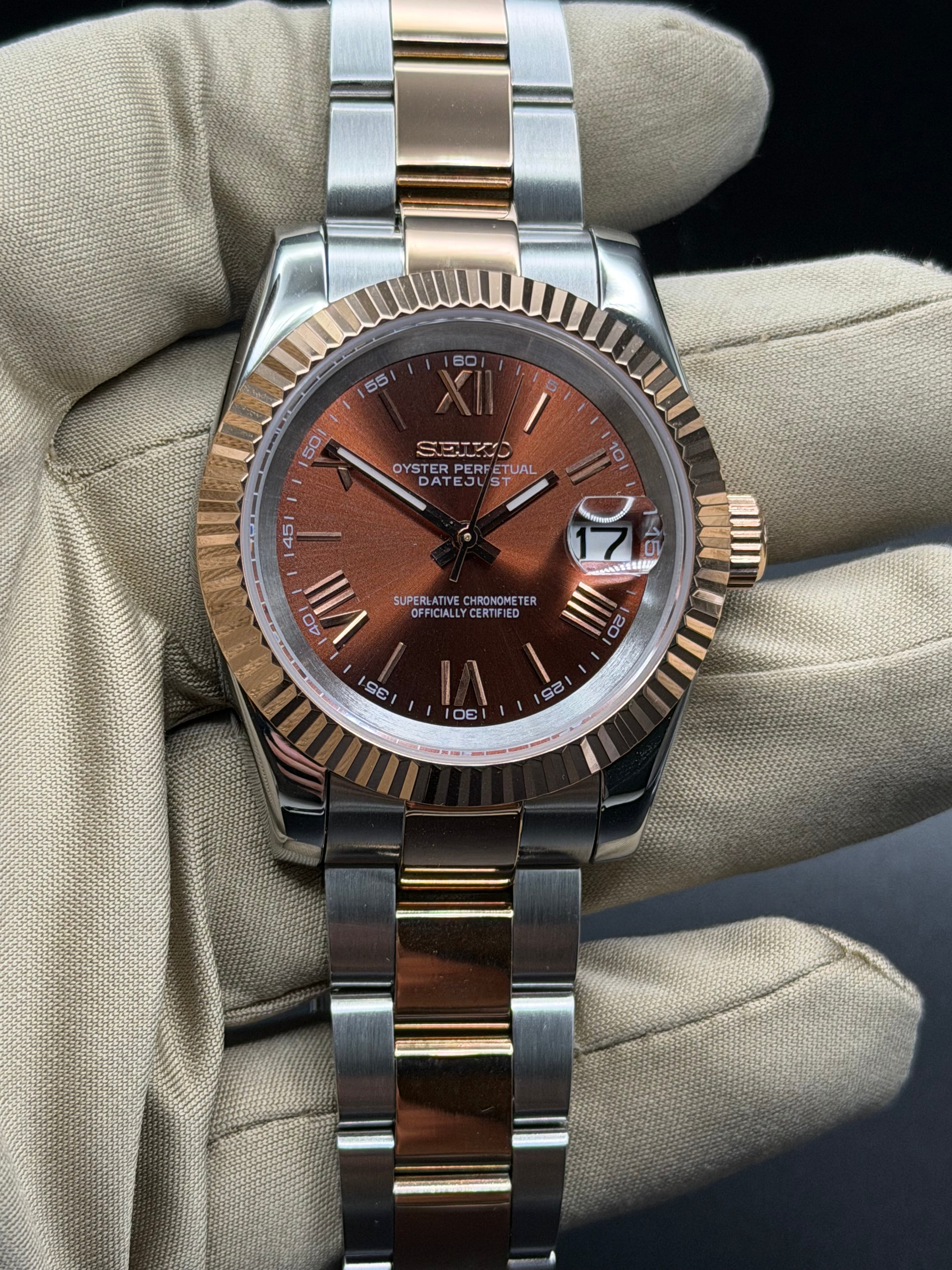 ノリコ Seiko Datejust Homage Watch – Roman Chocolate Dial, NH35, 36/39mm