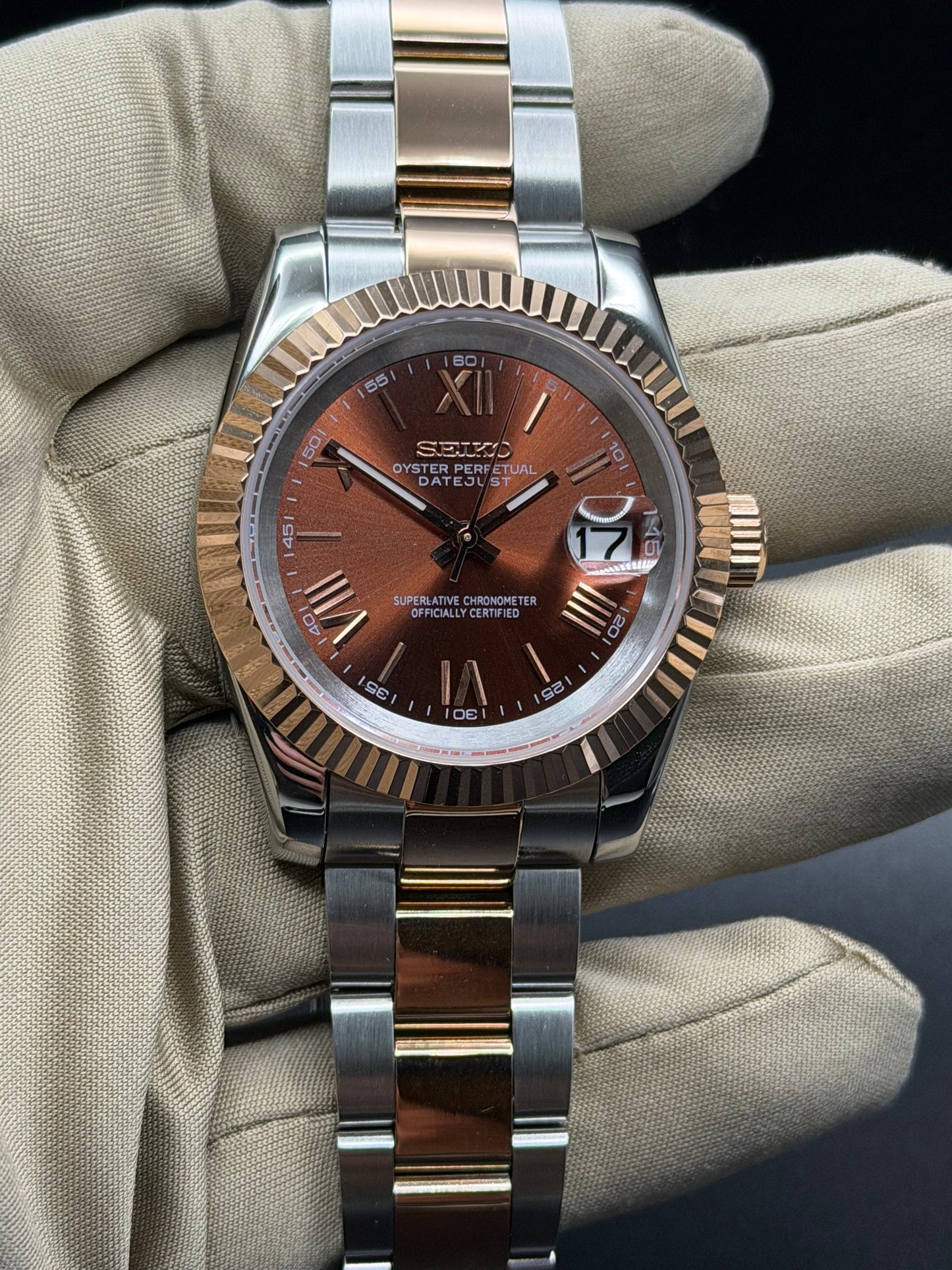 Seiko Date-just Mod ‘Roman Chocolate Dial’ 36/39