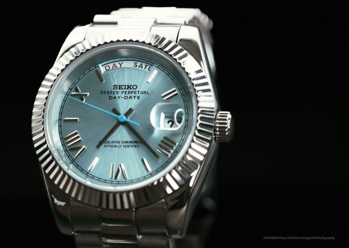 Seiko Day-date Mod ‘Platinum Blue Roman Dial’ 39