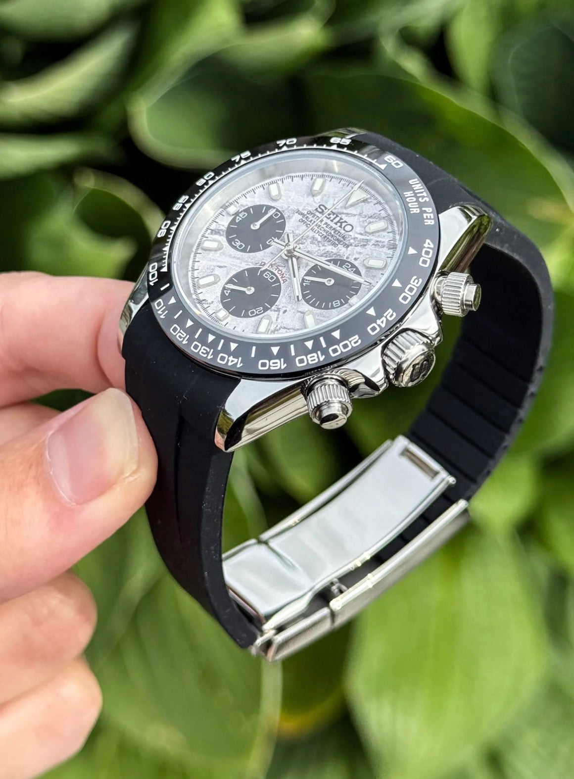 Seiko Daytona Mod ‘Silver Steel Meteorite Dial’ 40