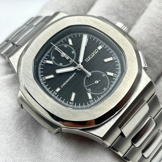 Seiko Nautilus Mod ‘Steel Chronograph Black Dial’ 40