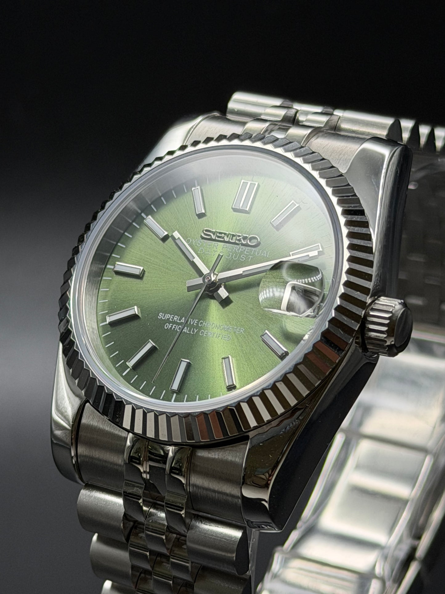Seiko Date-just Mod Olive Green Dial Mod 36/39