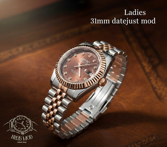 Ladies Seiko date-just Mod chocolate diamond dial 31mm
