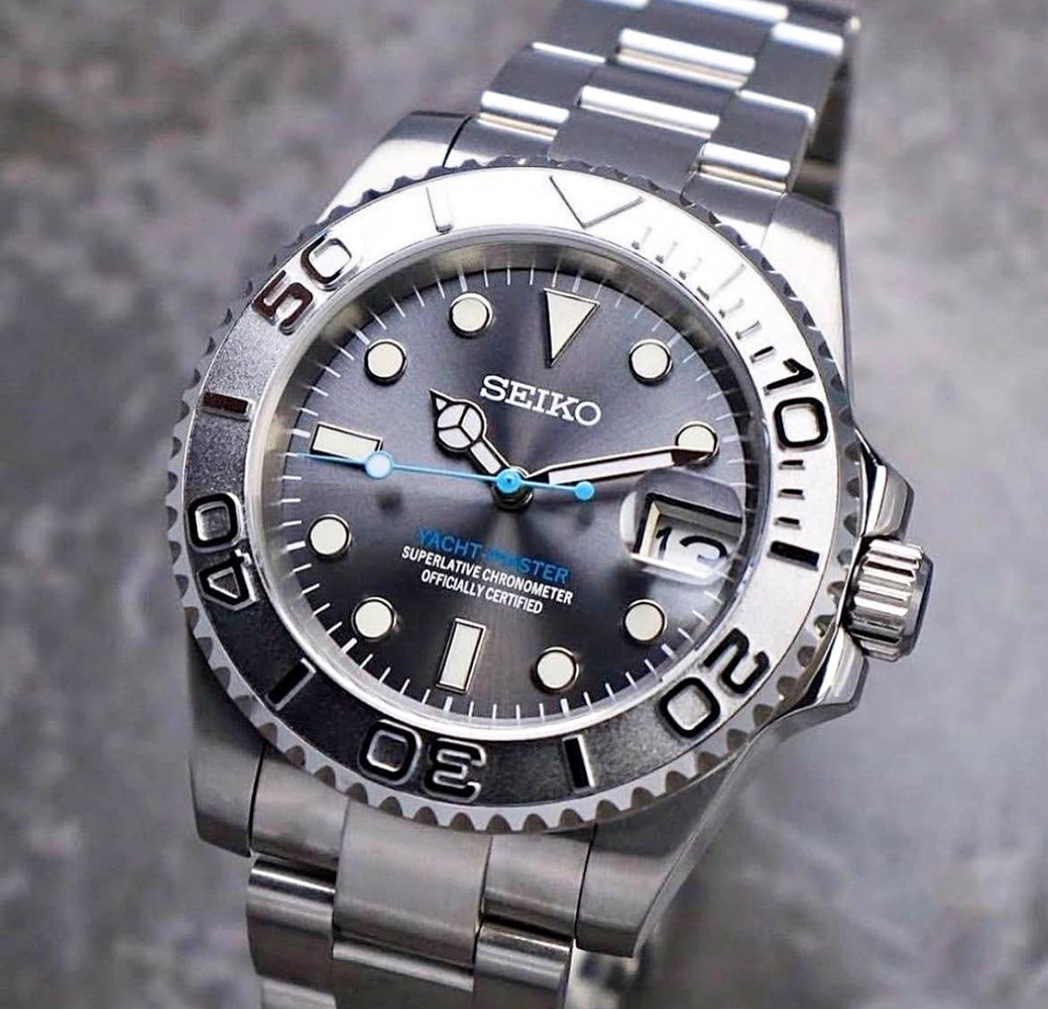 Seiko Yachtmaster Mod Steel/ Rhodium Bezel 40