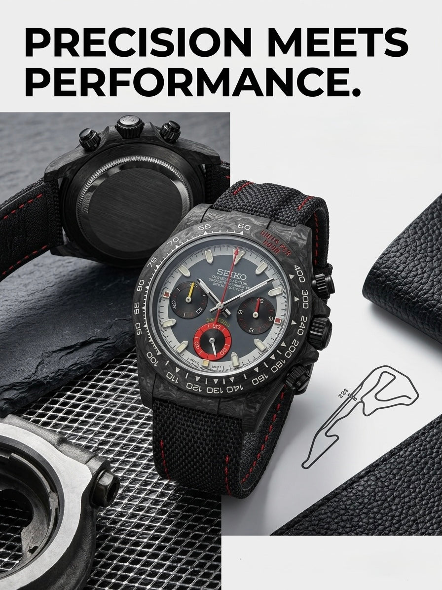 Seiko Daytona Mod Carbon Fibre ‘Blue/Red Subdial Special Edition’ 40