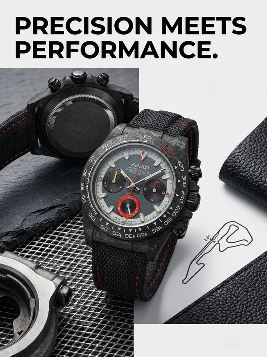 Seiko Daytona Mod Carbon Fibre ‘Blue/Red Subdial Special Edition’ 40