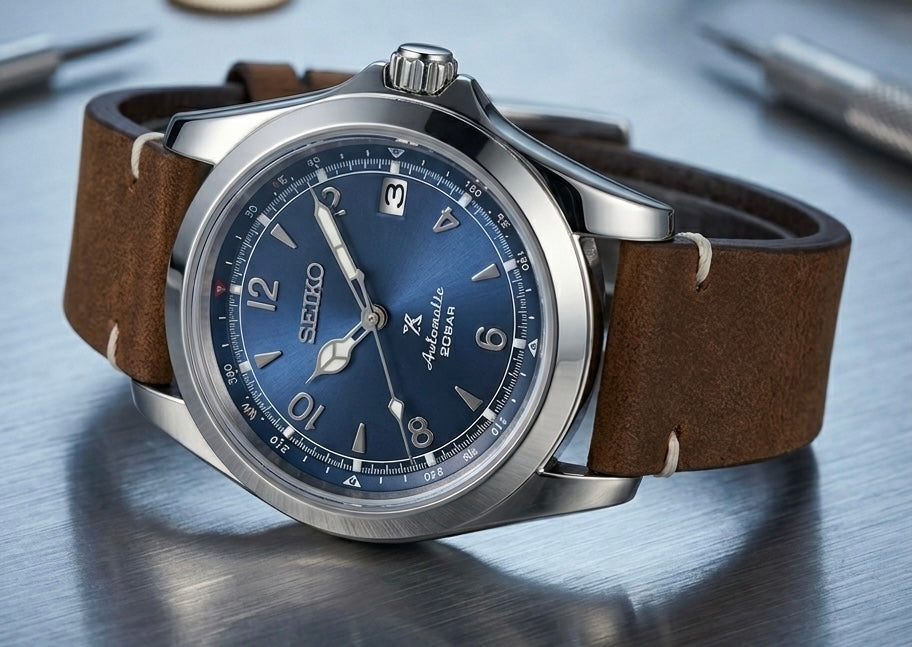 Seiko Alpinist Inspired Mod ‘Blue Dial Leather Strap’ 36/39