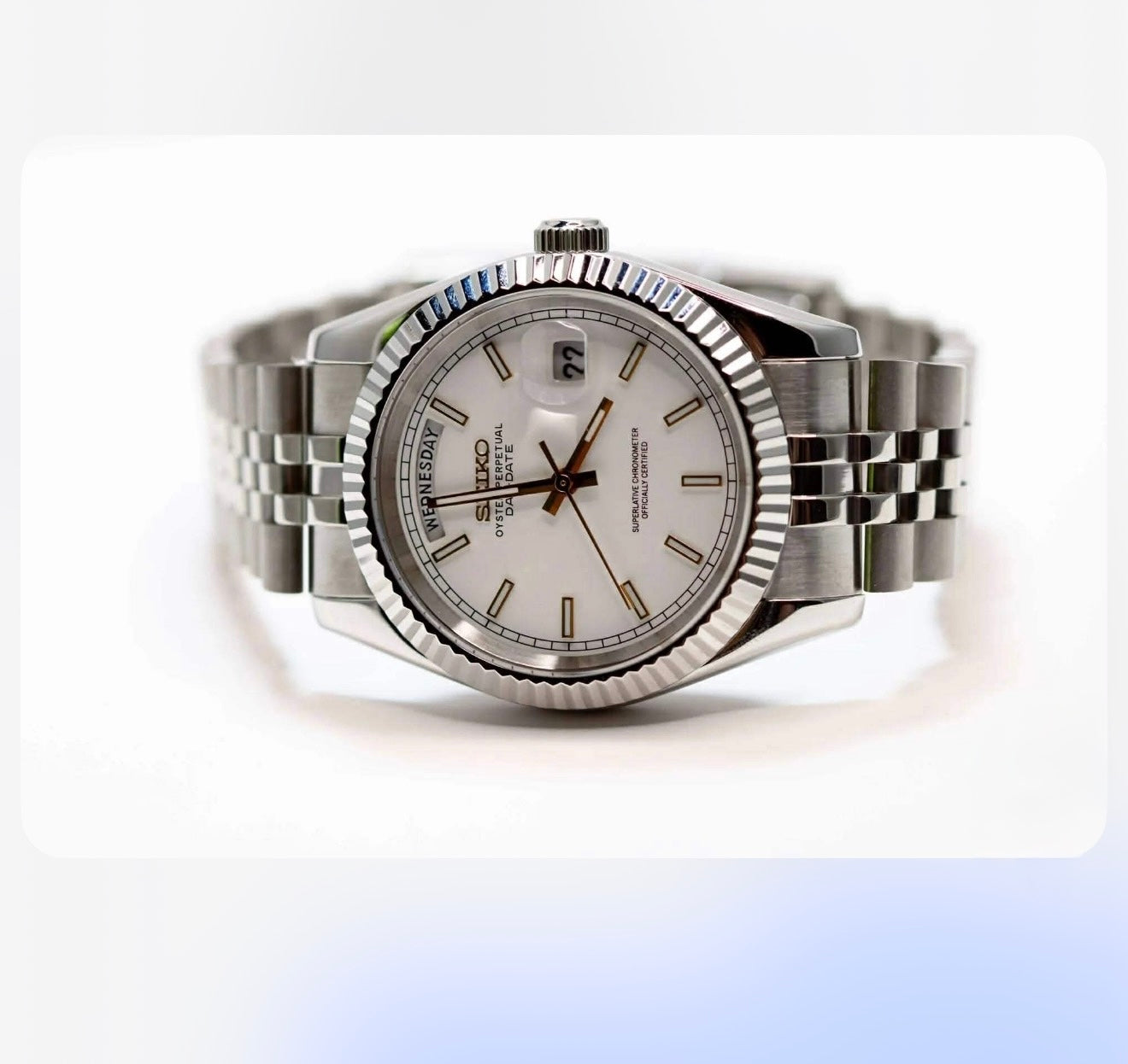 Seiko Day-Date Mod ‘Jubilee White Dial’ 39