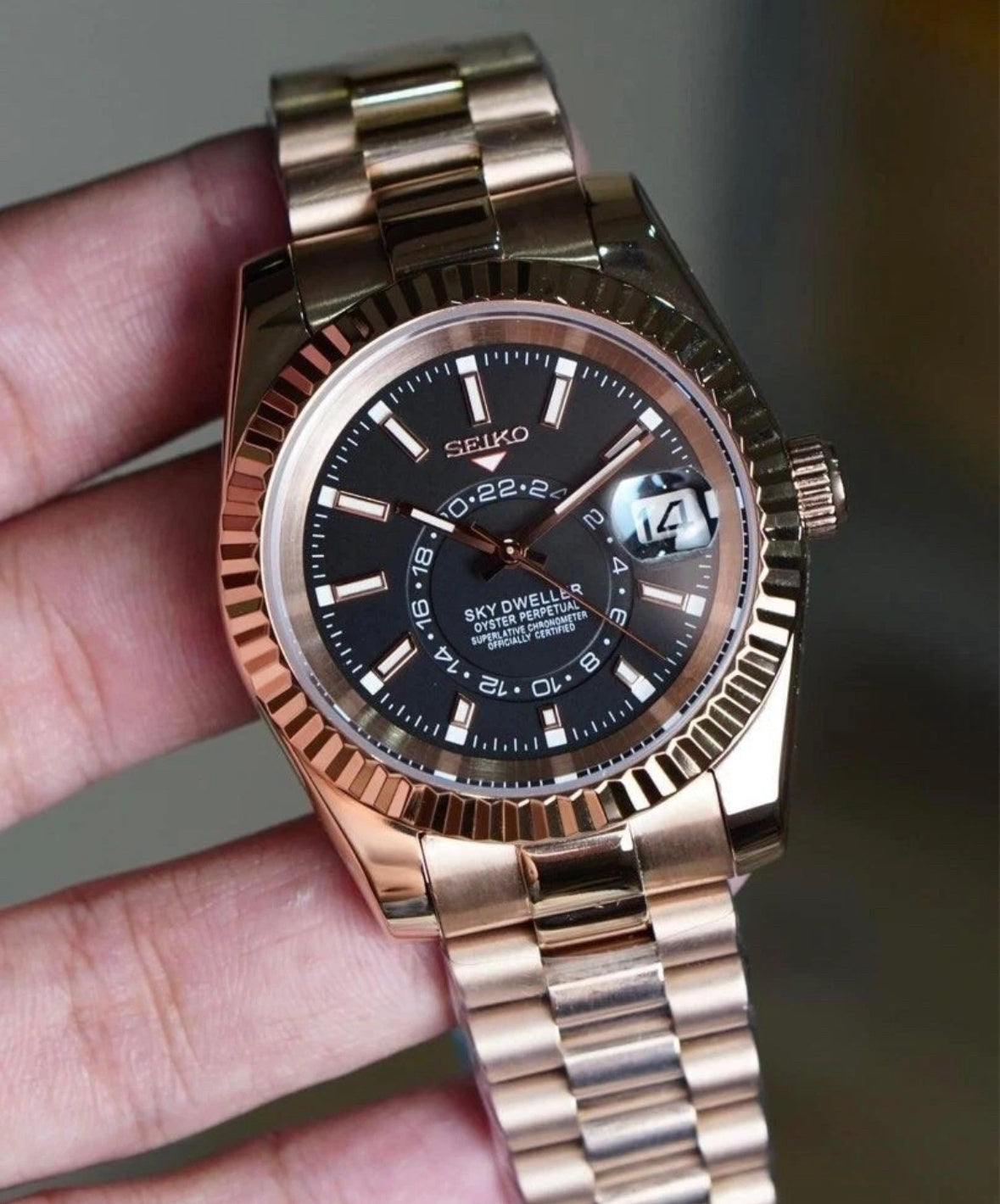 Seiko Sky- Dweller Mod ‘Rose Gold/ Black Dial’ 41mm