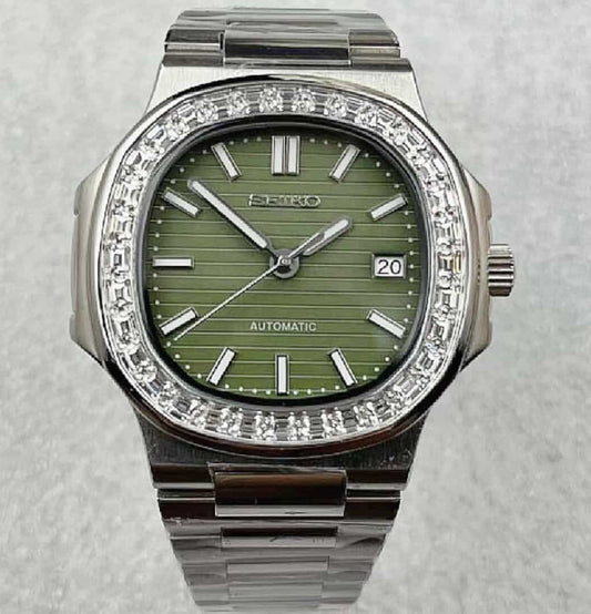 Seiko Nautilus Green Dial Diamond Bezel