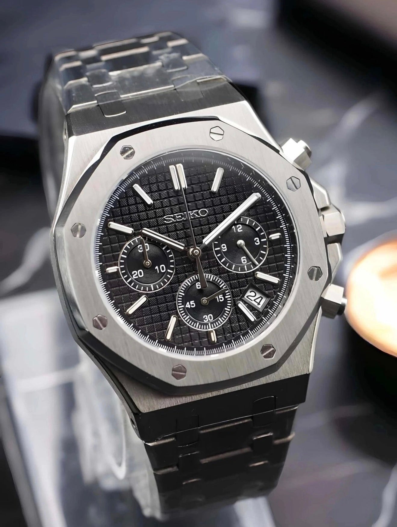 Seiko Royal Oak Mod ‘Steel Black Chrono’ 42
