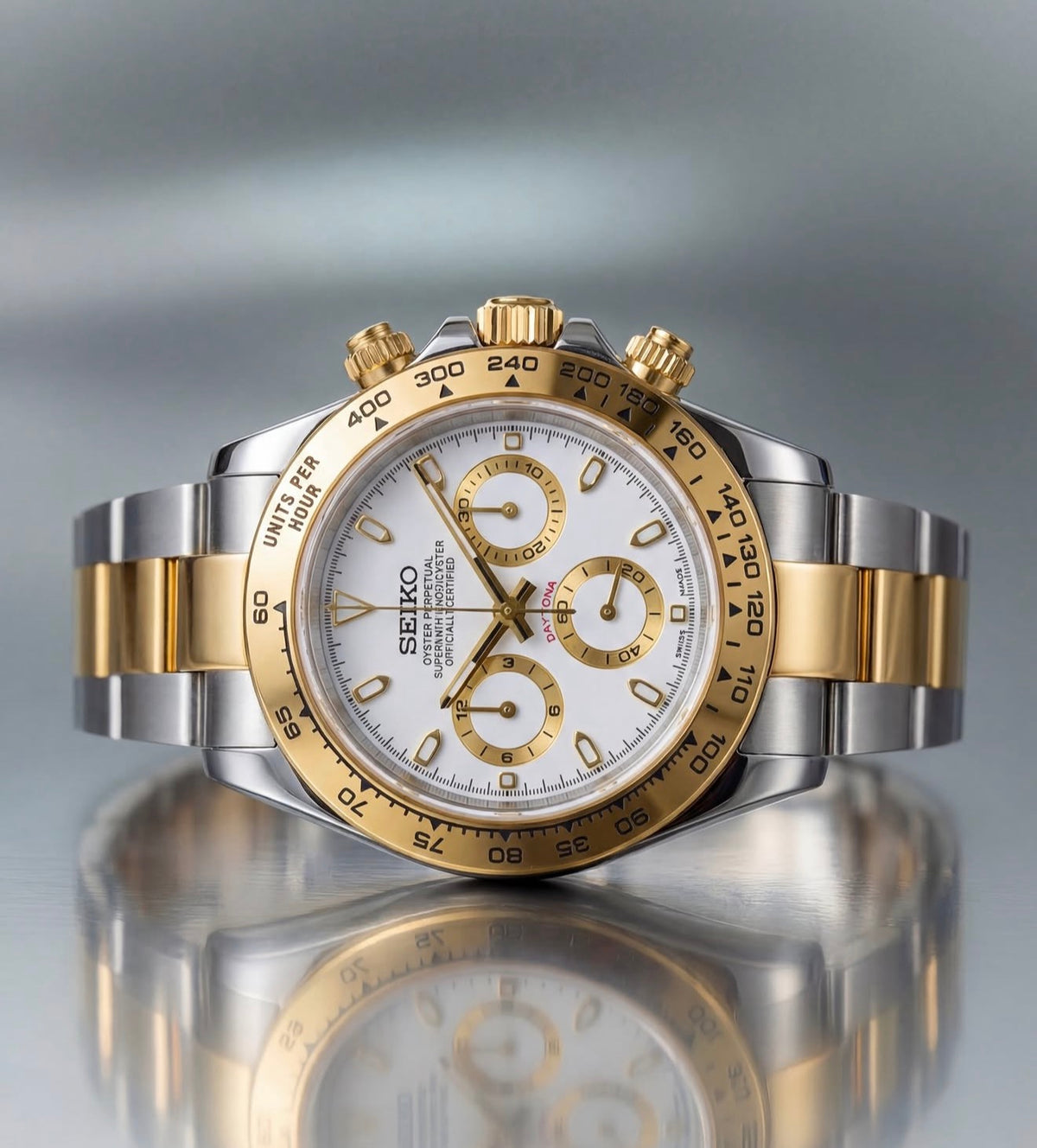 Seiko Daytona Mod ‘Gold Two-Tone White Dial’ 40
