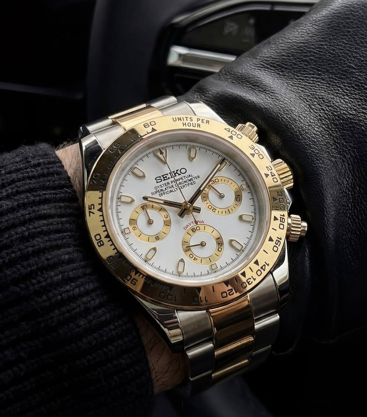 Seiko Daytona Mod ‘Gold Two-Tone White Dial’ 40