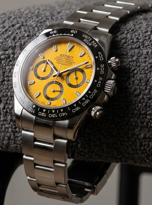 Seiko Daytona Mod ‘Steel/ Yellow Dial’ 40