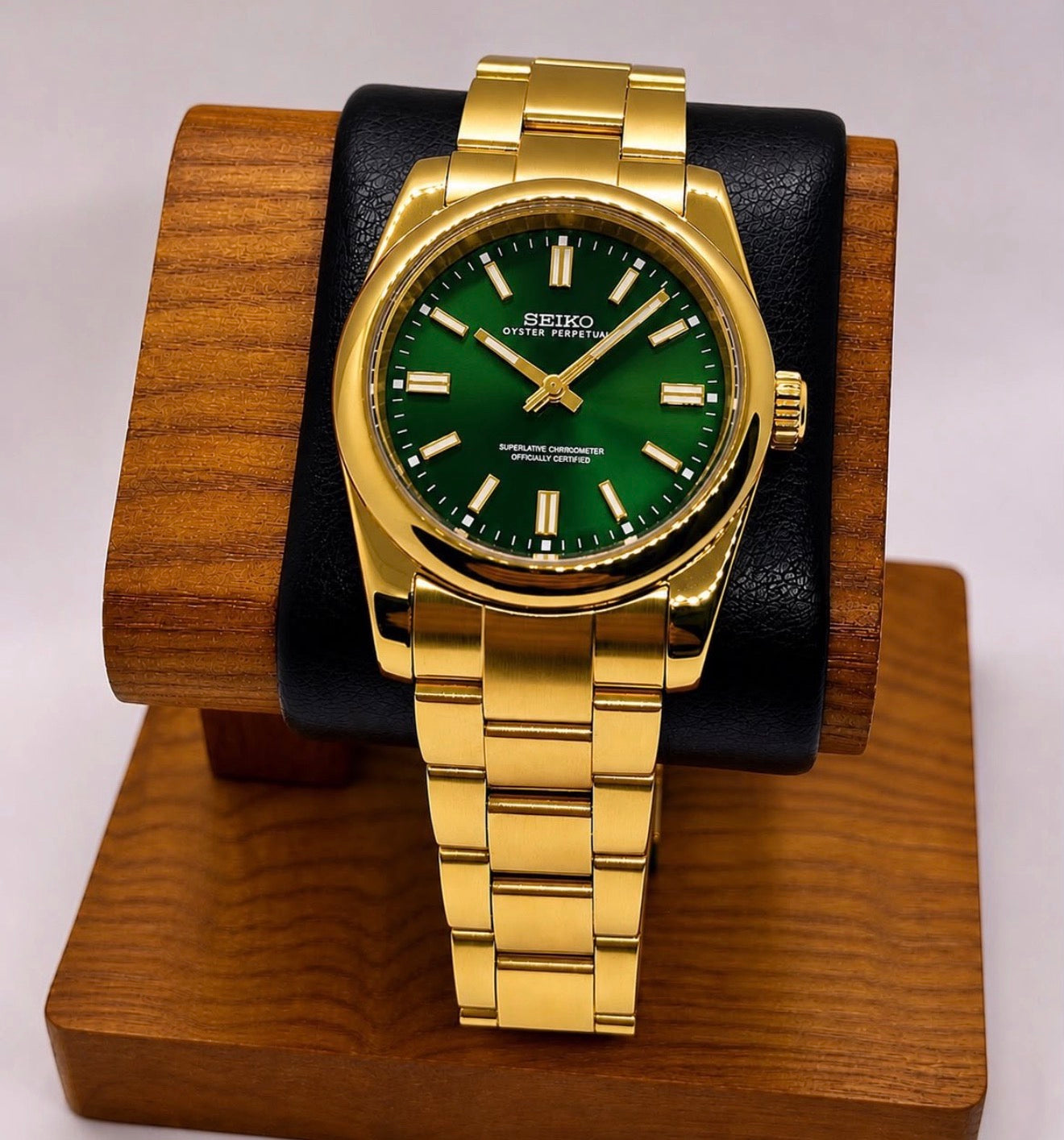 Seiko Oyster Perpetual Mod ‘Gold/ Pine Green Dial’ 36/39