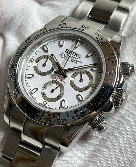 Seiko Daytona Mod ‘Silver Steel White Dial’ 40