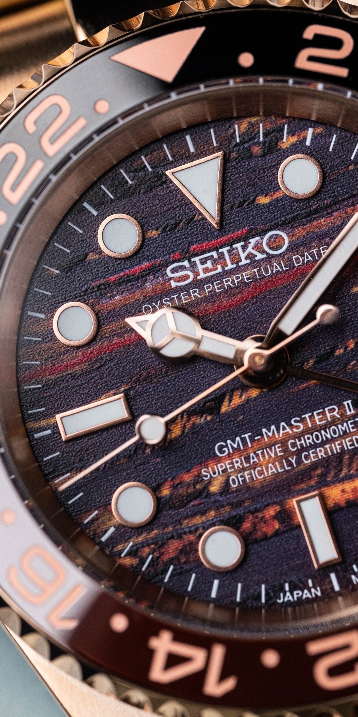 Seiko GMT- Master II Mod Rose Gold 'Tiger Iron' 40 – NH35 Mod