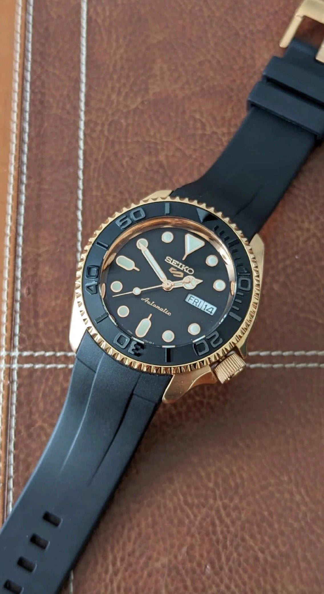 Seiko SKX Diver Rose Gold Rubber Strap