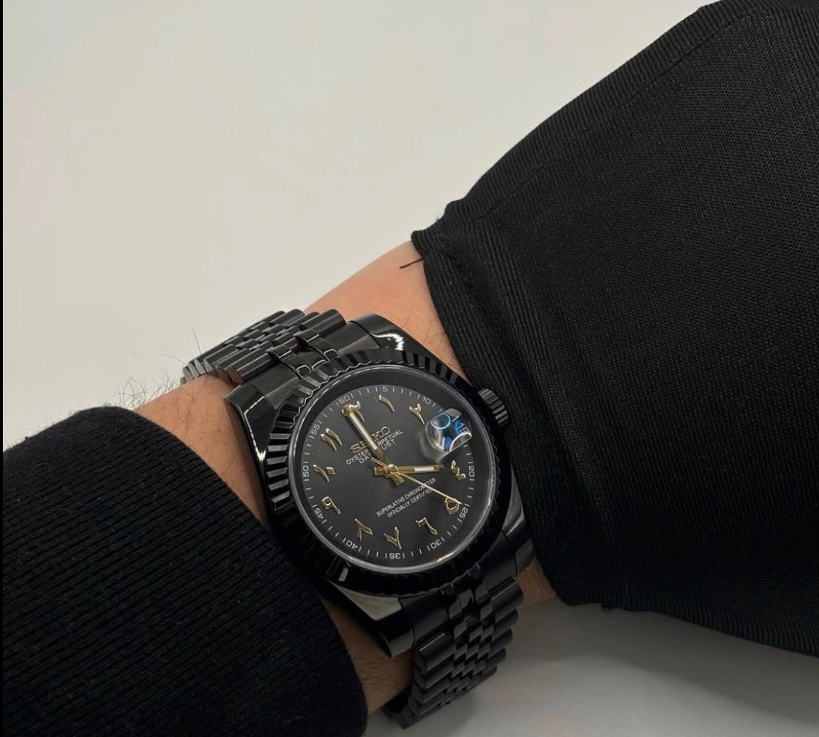 Seiko Datejust Mod Black PVD ‘Gold Arabic Dial’ 39mm