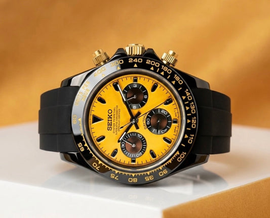 Seiko Daytona Mod ‘Black Ceramic/ Yellow Dial’ 40
