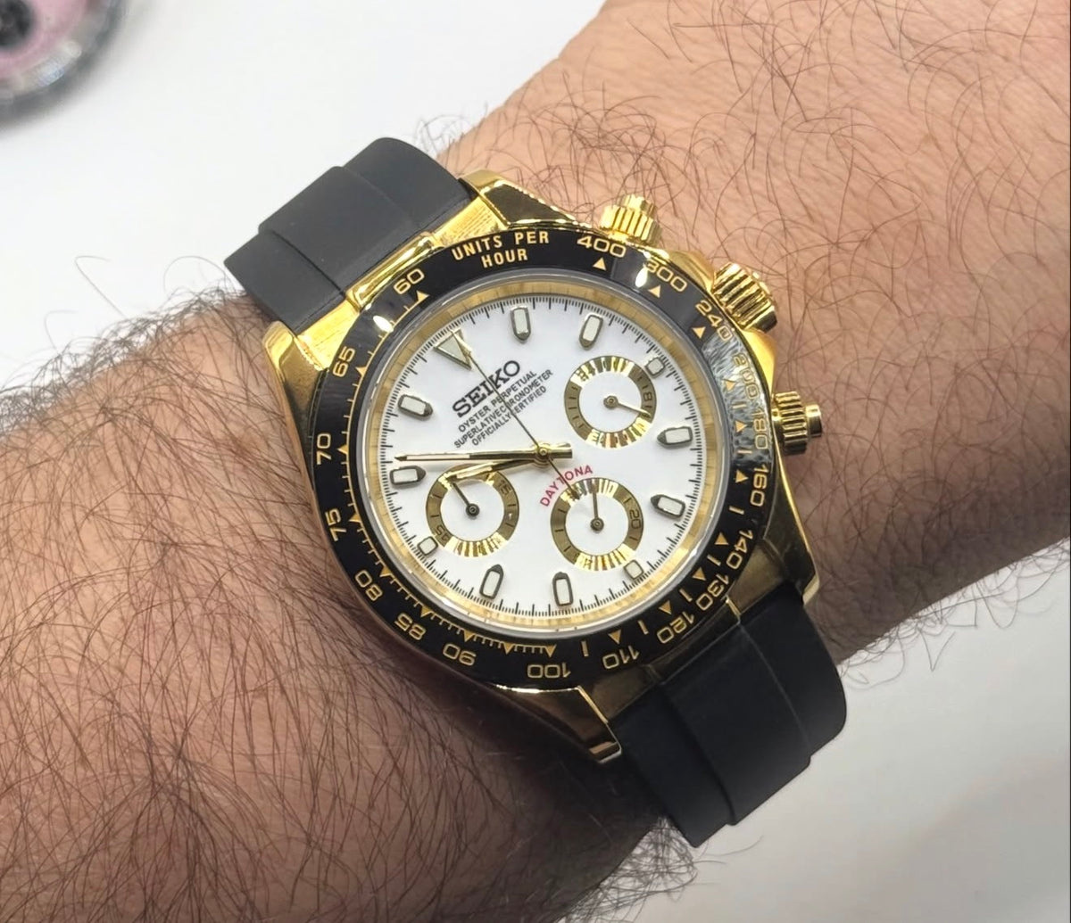 Seiko Daytona Mod Oysterflex ‘Gold White Dial’ 40