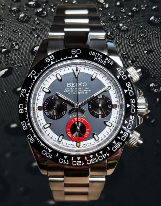 Seiko Daytona Mod ‘Steel Blue/Red Subdial’ 40