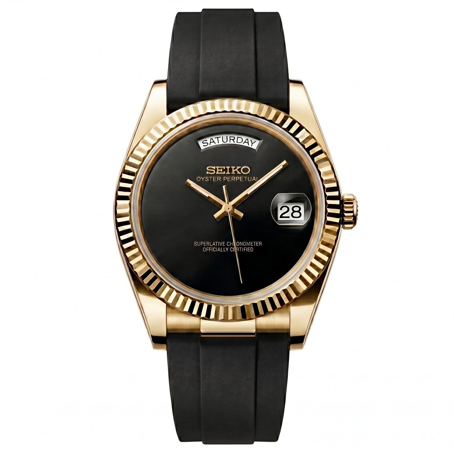 Seiko Day-date Mod Gold ‘All Black Dial’ 36/39