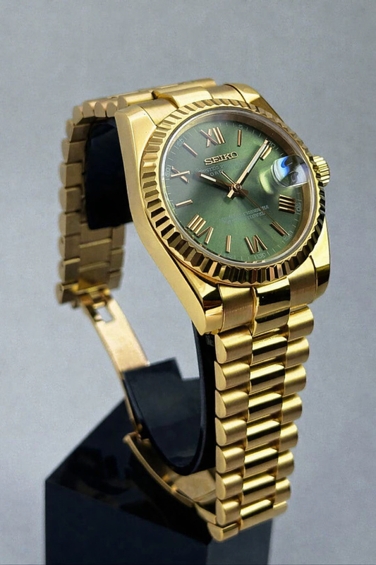 Seiko Date-just Mod ‘Gold Green Roman Dial’ 36/39