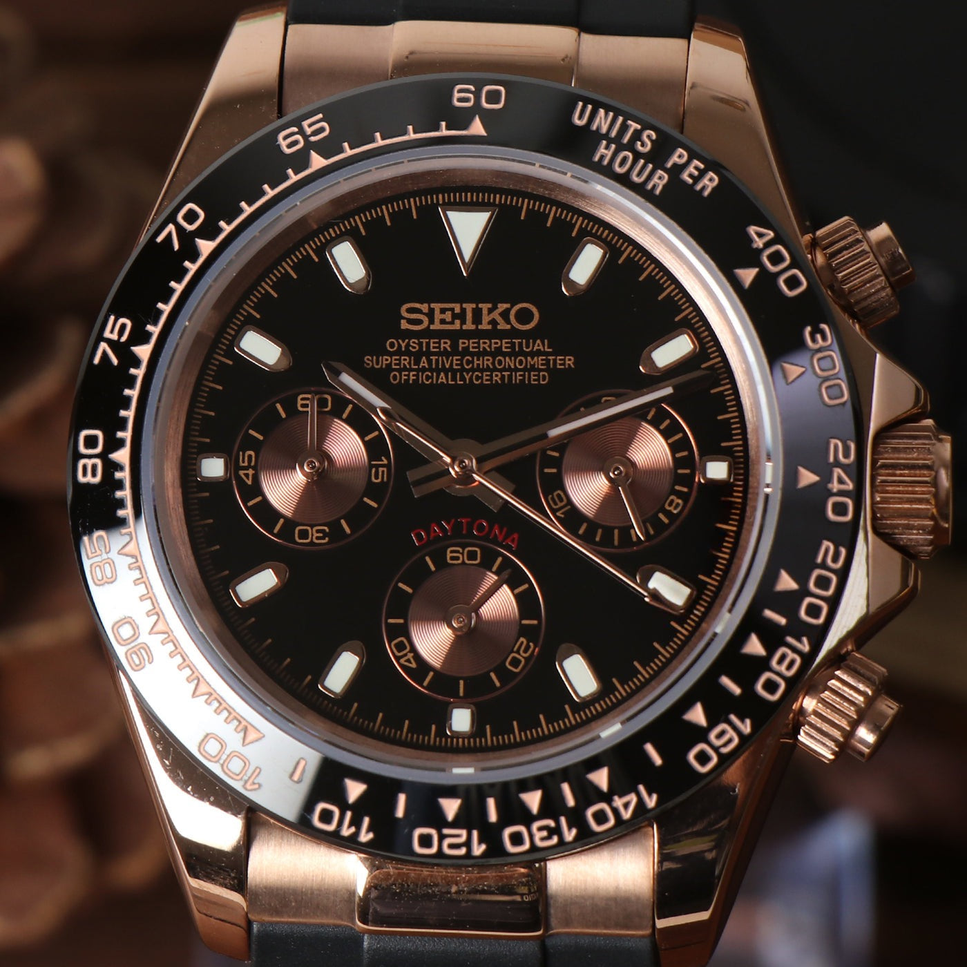 Seiko Daytona Rose Gold Oyster-flex 40