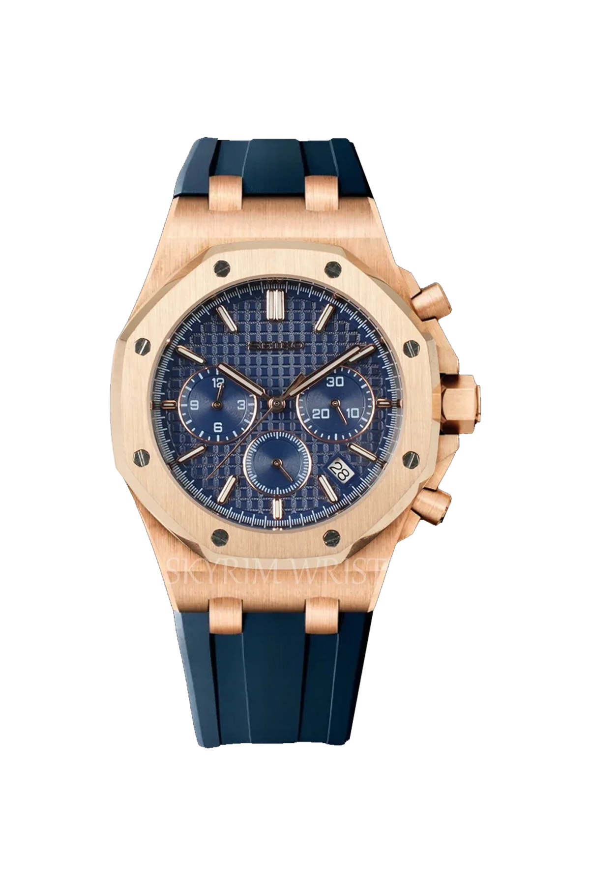 Seiko Royal Oak Mod ‘Rose Gold/Blue Dial+Strap Chrono’ 42