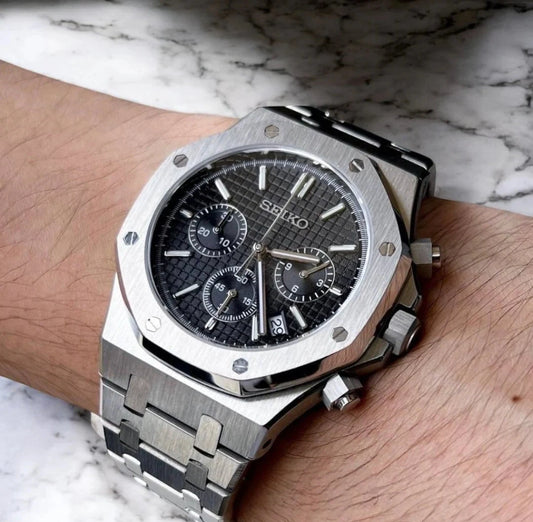 Seiko Royal Oak Mod ‘Steel Black Chrono’ 42
