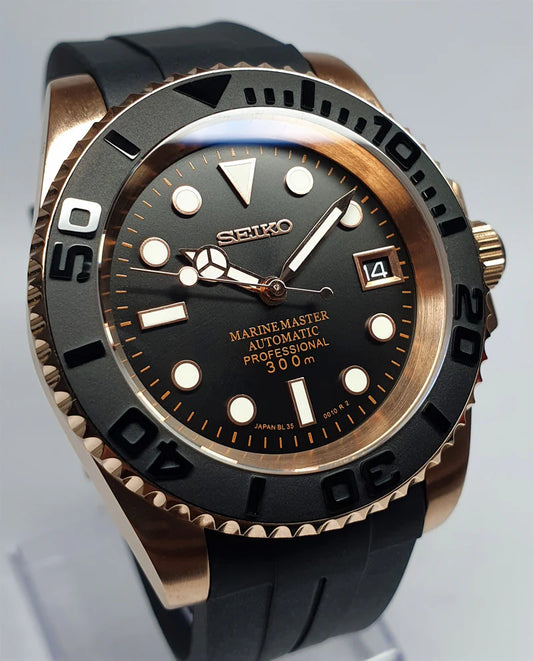 Seiko Marine Master Mod ‘Rose Gold/ Rubber Strap’
