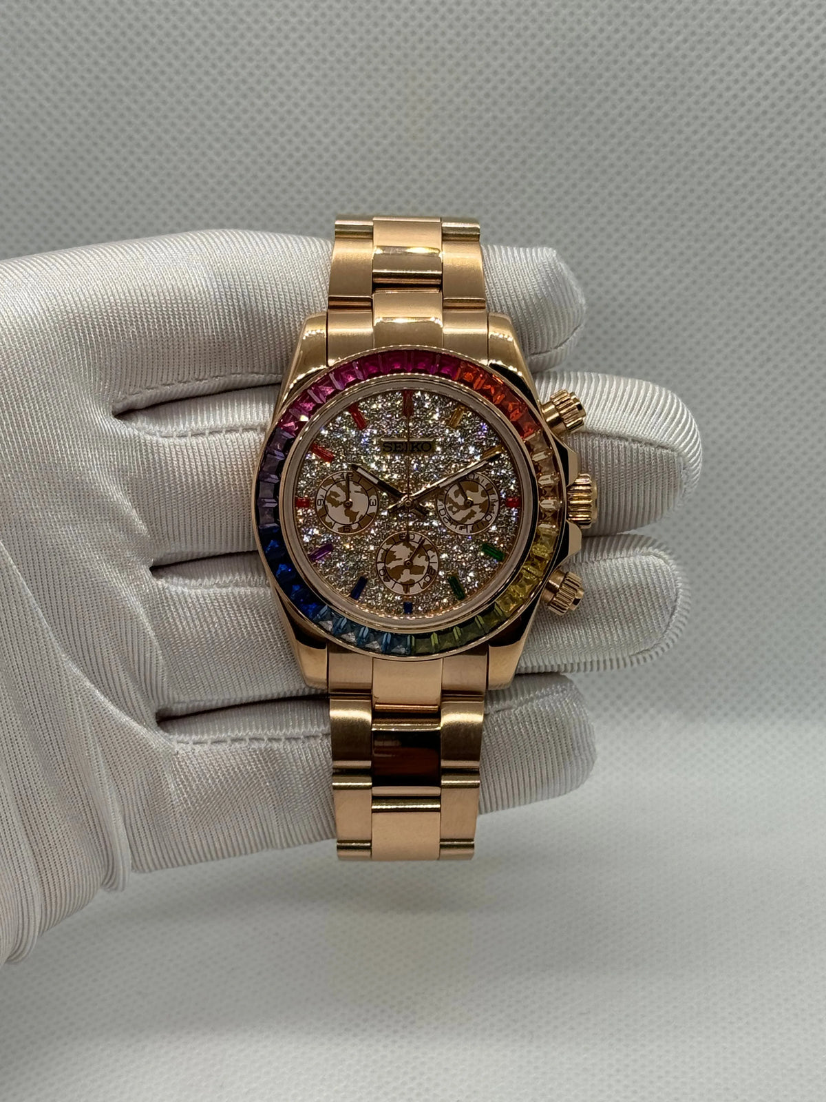 Seiko Daytona Rainbow Iced Homage – Rose Gold, VK63, 40mm | NH35