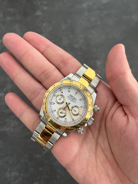 Seiko Daytona Mod Gold 2-Tone White Dial