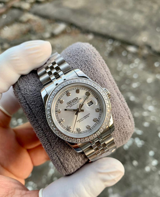 Seiko Date-Just Mod 34mm Diamond Bezel/Dial