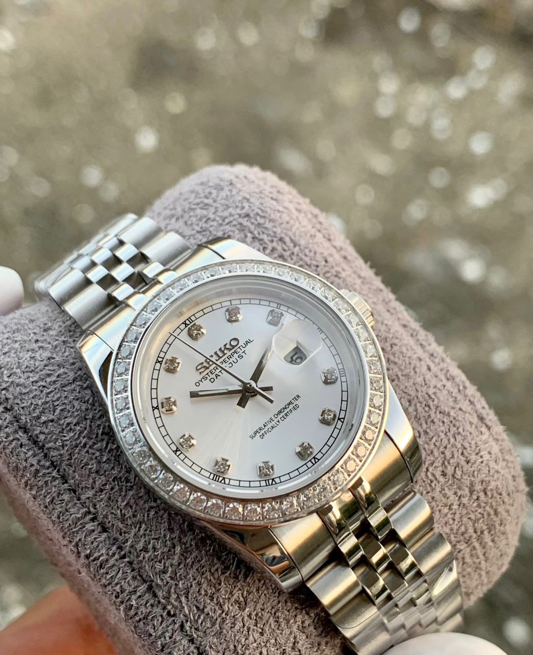 Seiko Date-Just Mod 34mm Diamond Bezel/Dial