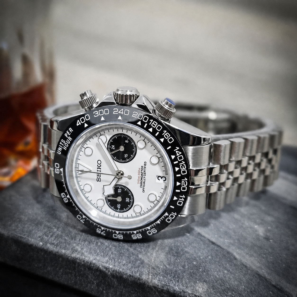 Seiko Black Bay Chronograph Mod Panda White Dial 40