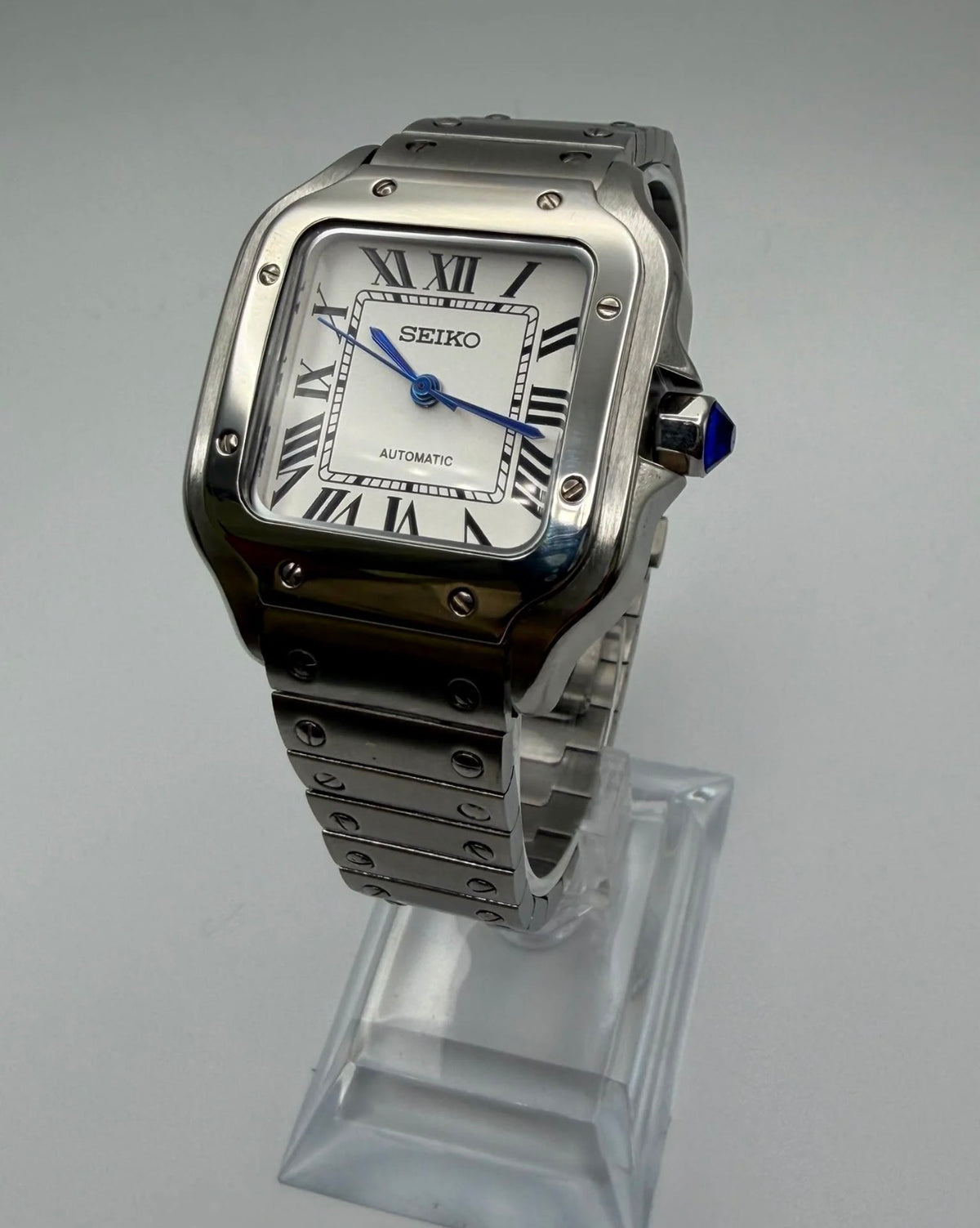 Custom Seiko Santos Mod ‘White Dial’ 34mm + 2 leather straps