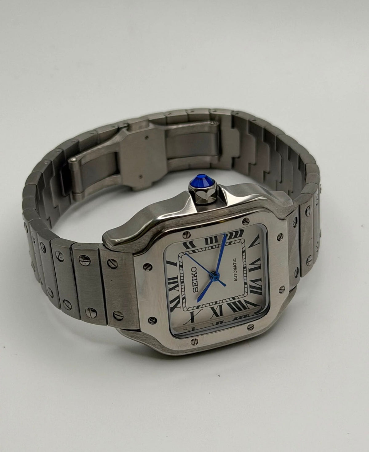 Custom Seiko Santos Mod ‘White Dial’ 34mm + 2 leather straps