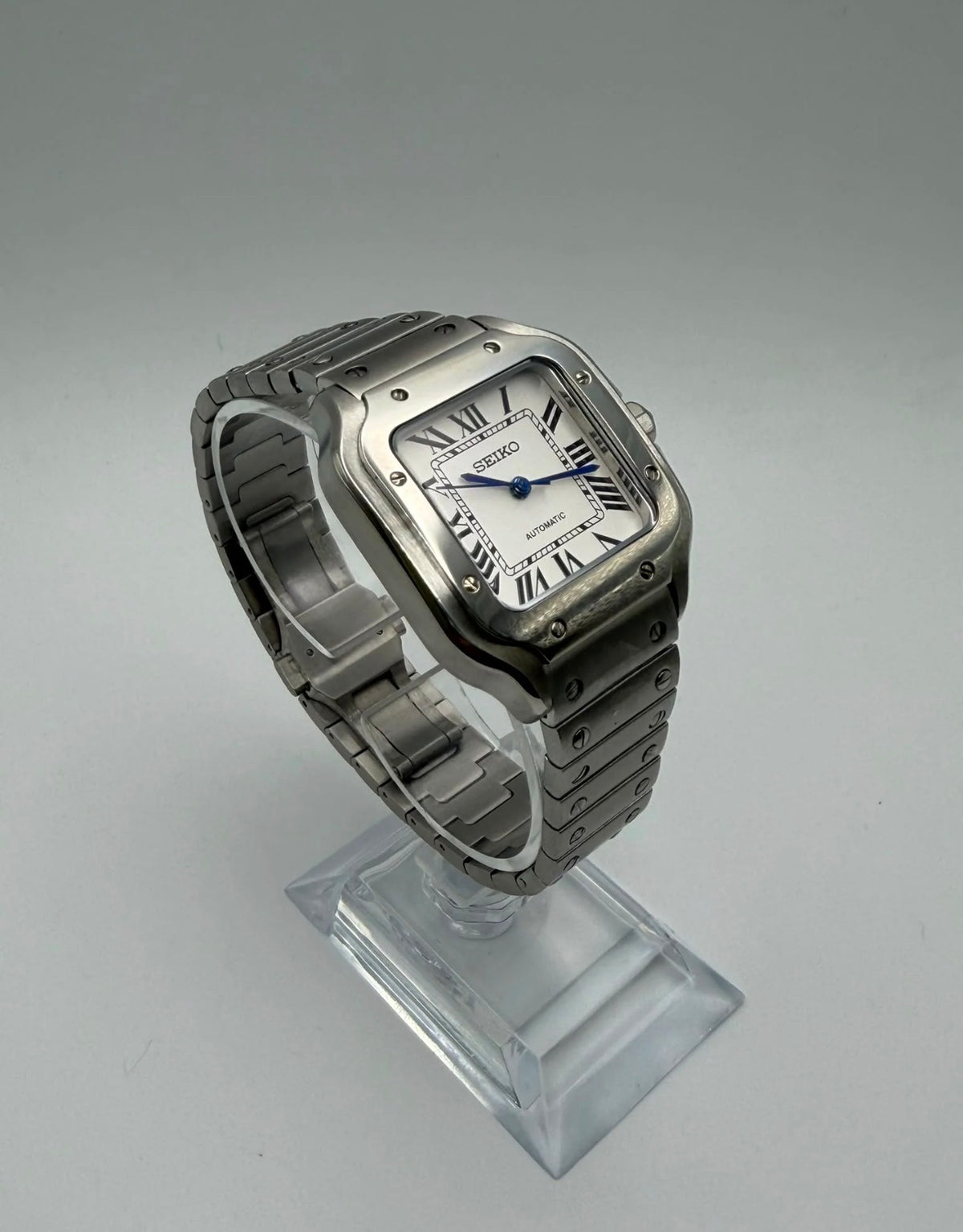 Custom Seiko Santos Mod ‘White Dial’ 34mm + 2 leather straps